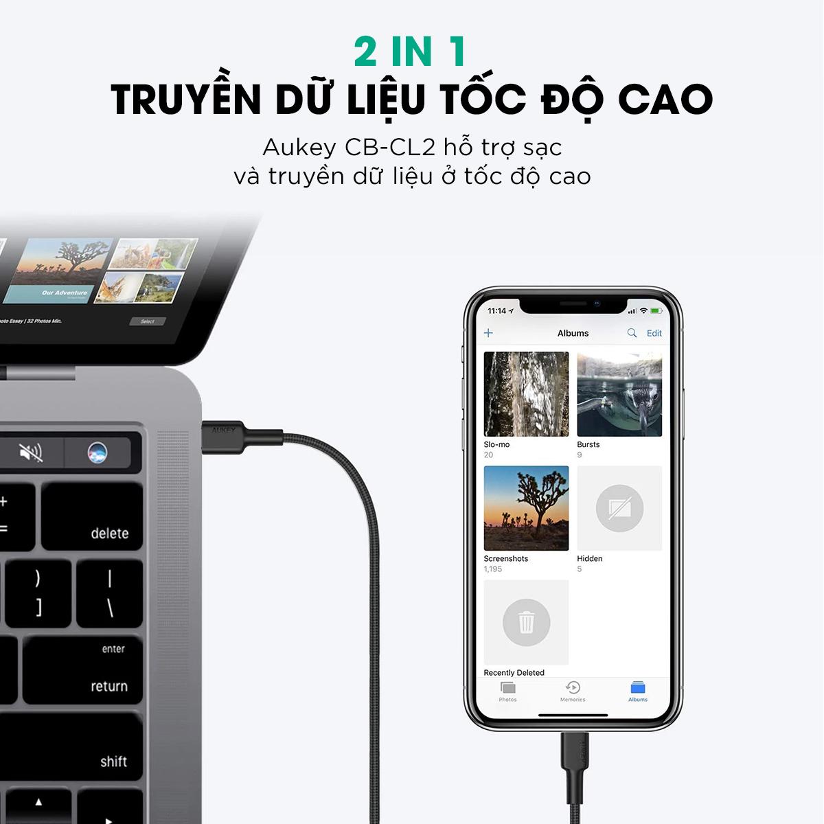 CÁP SẠC TYPE-C TO LIGHTNING AUKEY CB-CL2
