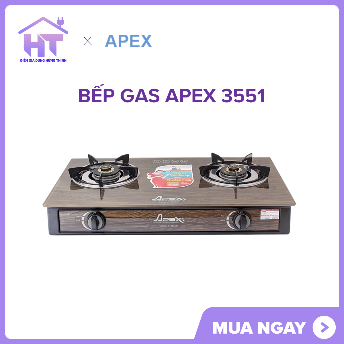 Bếp gas Sunhouse Apex APB3551