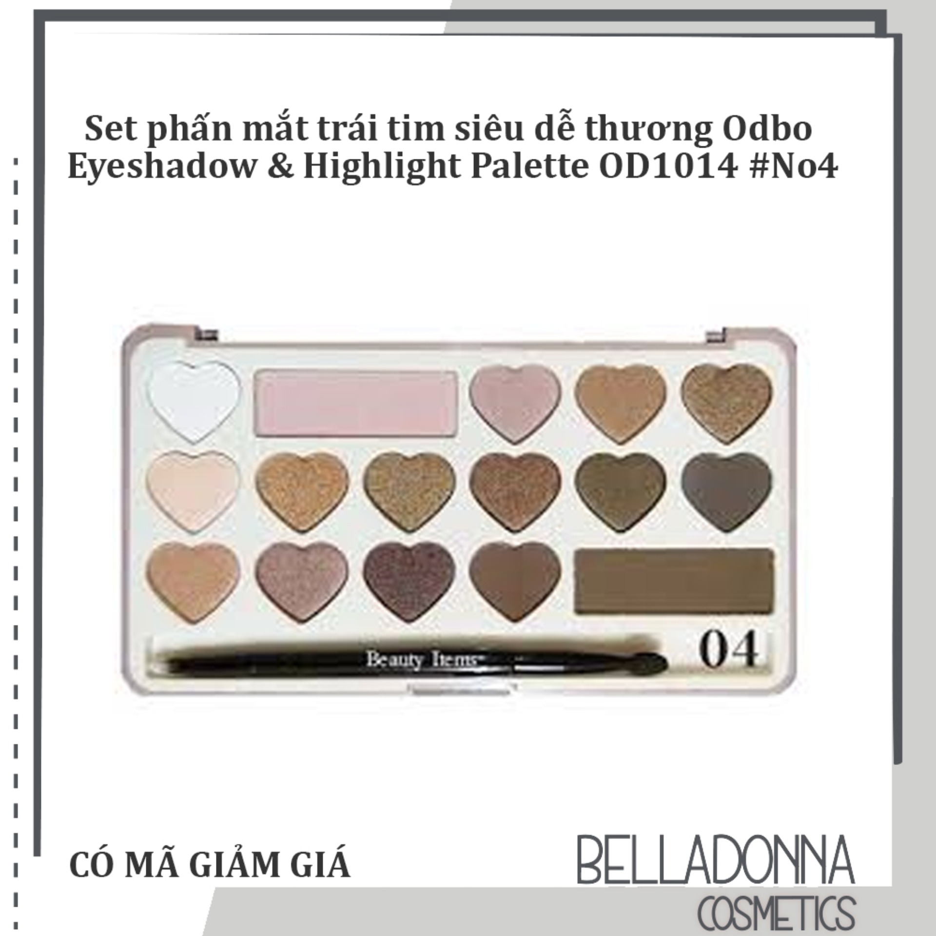 Set Phấn Mắt Trái Tim Odbo Eyeshadow & Highlight Palette