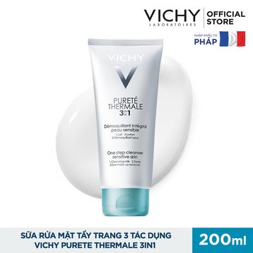 Sửa rửa mặt tẩy trang 3 tác dụng Vichy Purete Thermal 3 In 1 One Step Cleanser 200ml