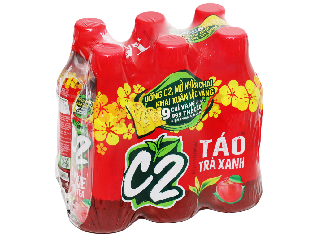 Trà xanh C2 Táo 360ml lốc 6 chai