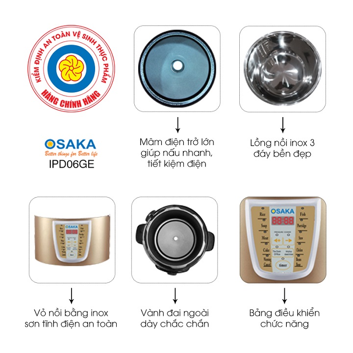 Nồi áp suất điện tử Osaka IPD-06GE 6L