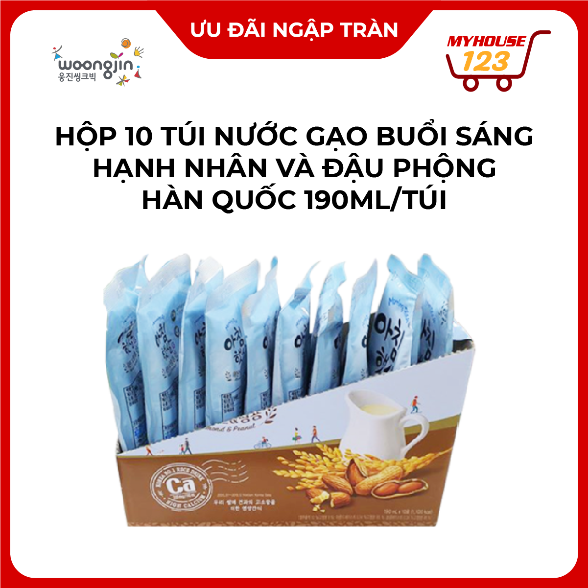 Nước gạo WOONGJIN 190ml hộp 10 túi
