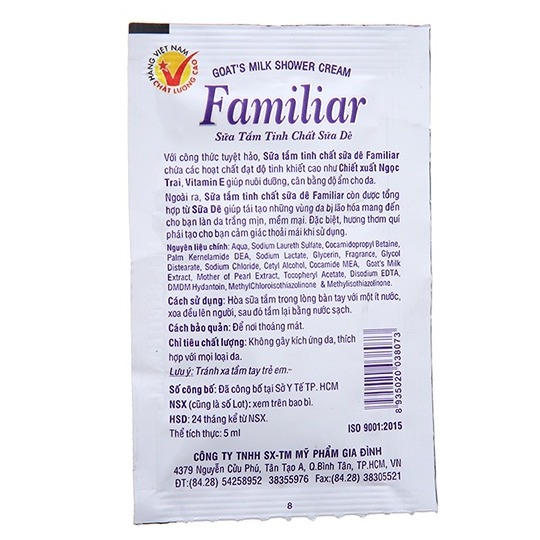 Sữa tắm Familiar Tinh Chất Sữa Dê (Dạng Gói)