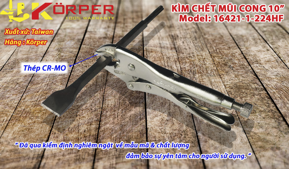 Kìm chết mũi cong 10" Korper KP-16421-1-224