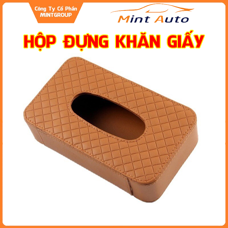 Hộp đựng giấy ăn giả da cao cấp màu trắng