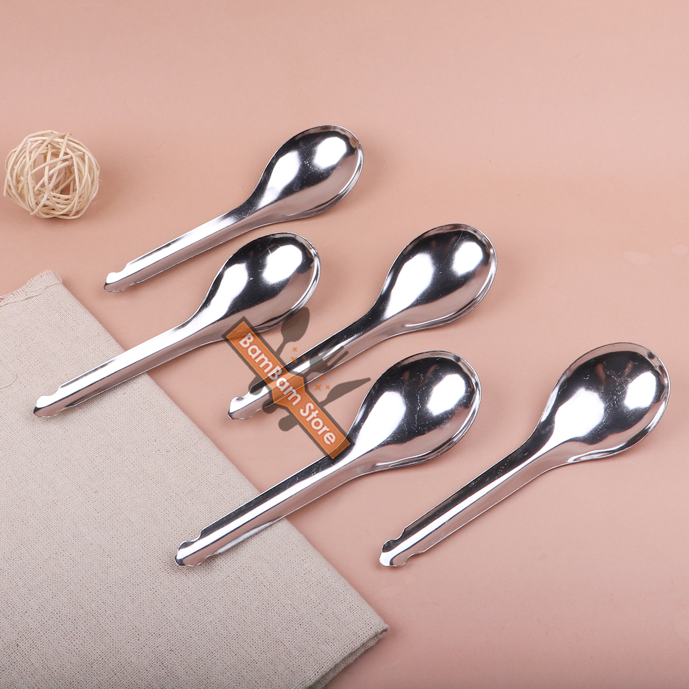 BỘ 5 MUỖNG BẦU TRÒN INOX MUI11