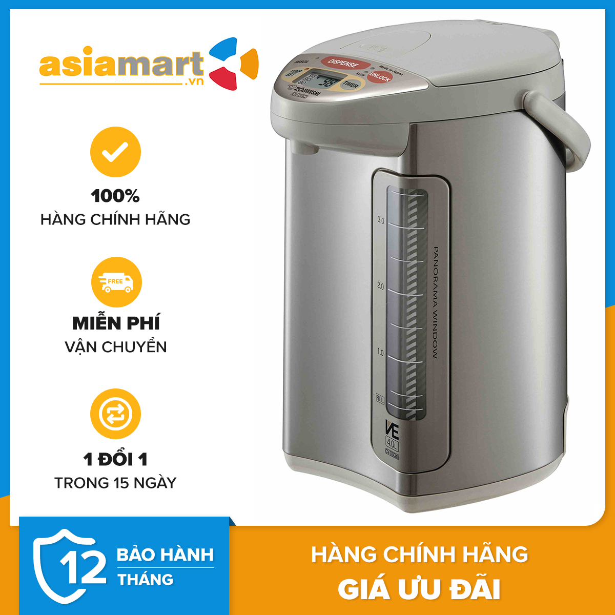 Bình Thủy Điện Zojirushi CV-DSQ40 4L