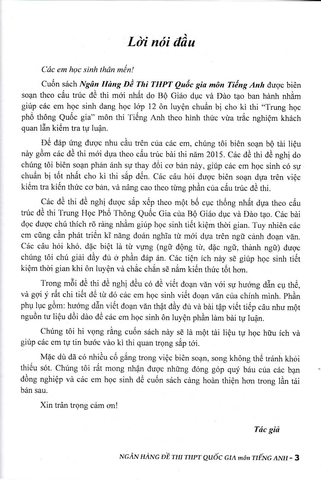 Ngân Hàng Đề Thi THPT Quốc Gia Môn Tiếng Anh