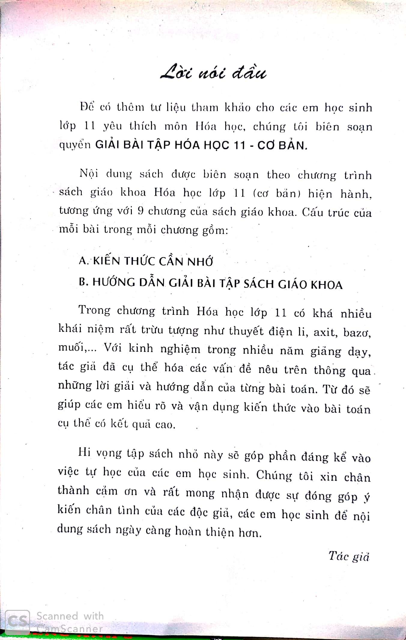 Giải Bài Tập Hóa Học Lớp 11