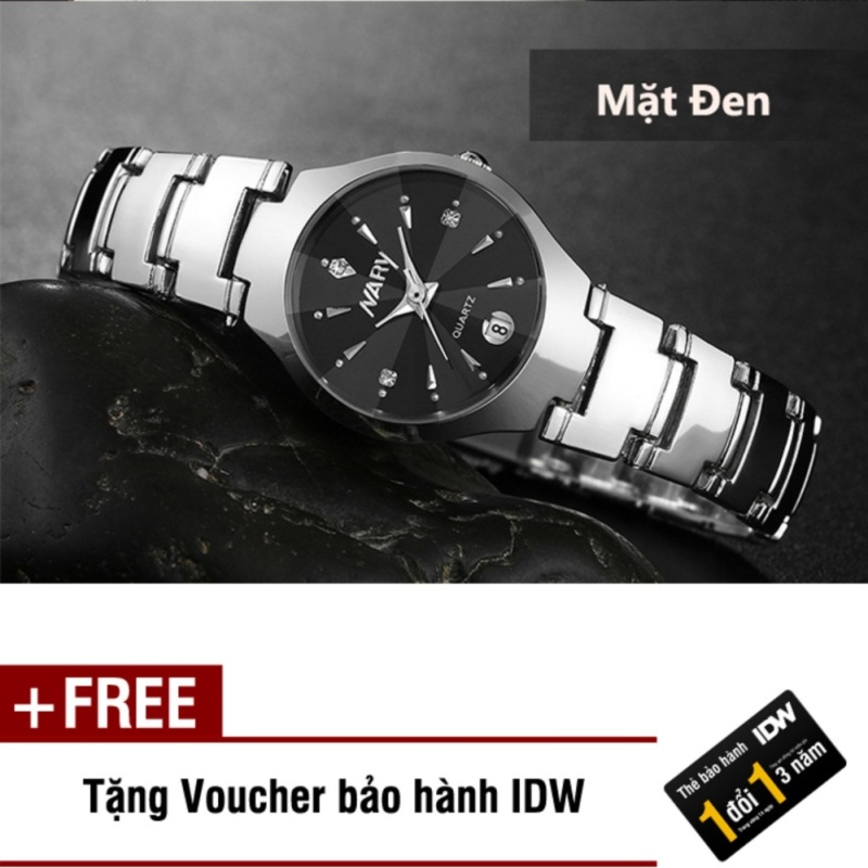 Đồng hồ nữ dây thép không rỉ cao cấp Nary IDW 2562 (Mặt đen) + Tặng kèm voucher bảo hành IDW bán chạy