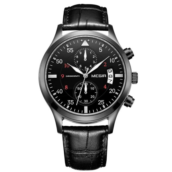 Nơi bán MEGIR 2021 Nam Chronograph Quartz Quân Đội Thể Thao Ngoài Trời Nam Dây Da Ngày Tự Động Đồng Hồ Nữ-quốc tế