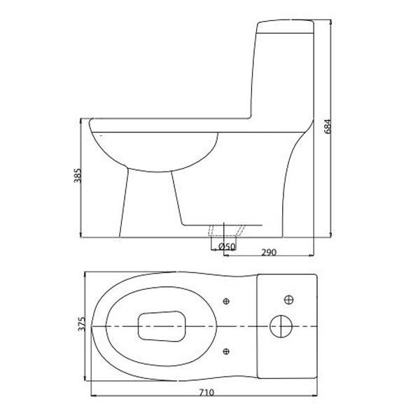 Bồn cầu Viglacera BL5 (BL-5) - 1 khối