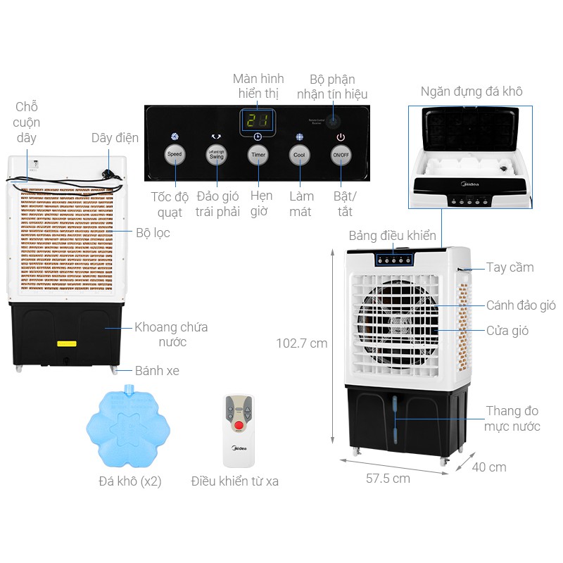 QUẠT ĐIỀU HÒA MIDEA AC375-19CRH