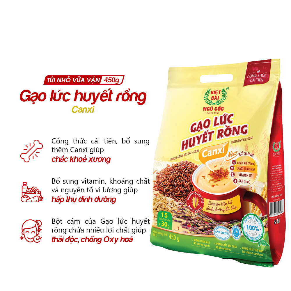 Gạo lức canxi Việt Đài bịch 450g