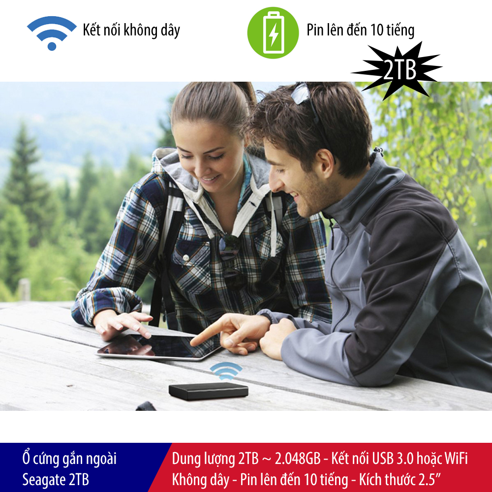 Ổ cứng di động HDD SEAGATE 2TB Wireless Plus Series USB 3.0 STCV2000300