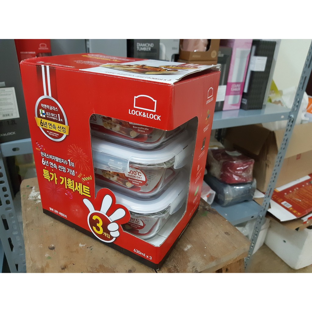 Bộ hộp thủy tinh Lock&Lock LLG428S3GRY