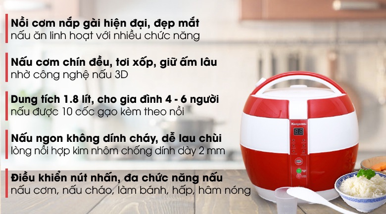 Nồi cơm điện Kangaroo KG835 1.8L