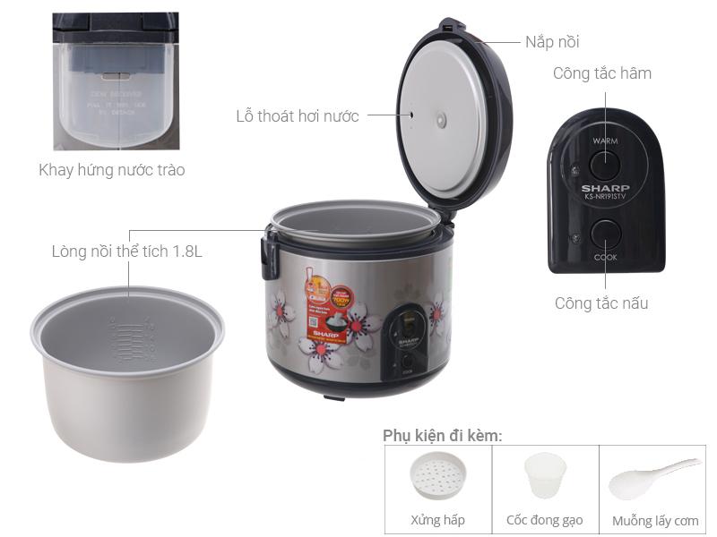 Nồi cơm điện Sharp KS-191ETV 1.8L