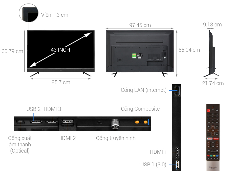 Smart Tivi Skyworth 43U5 43INCH