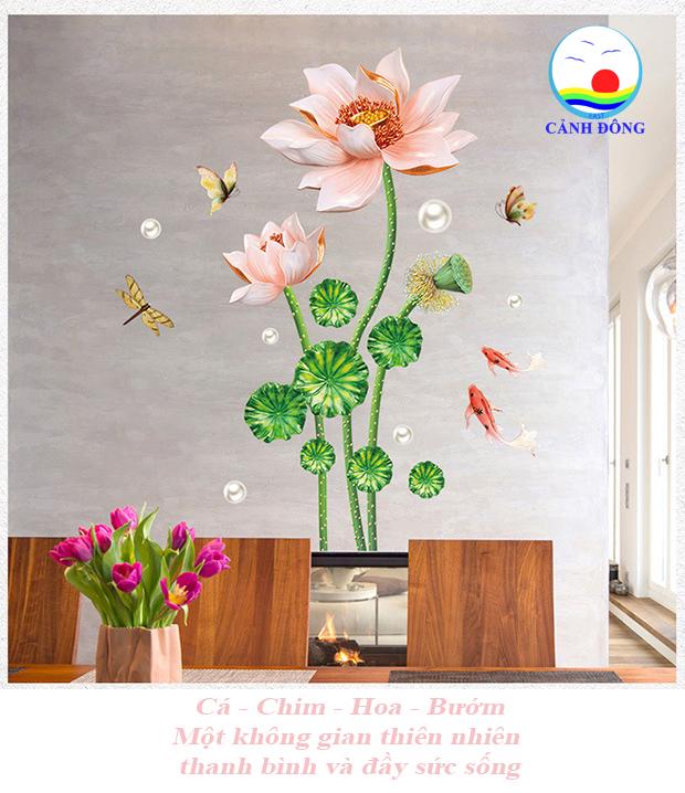 Đồng hồ tranh hoa sen khoe sắc