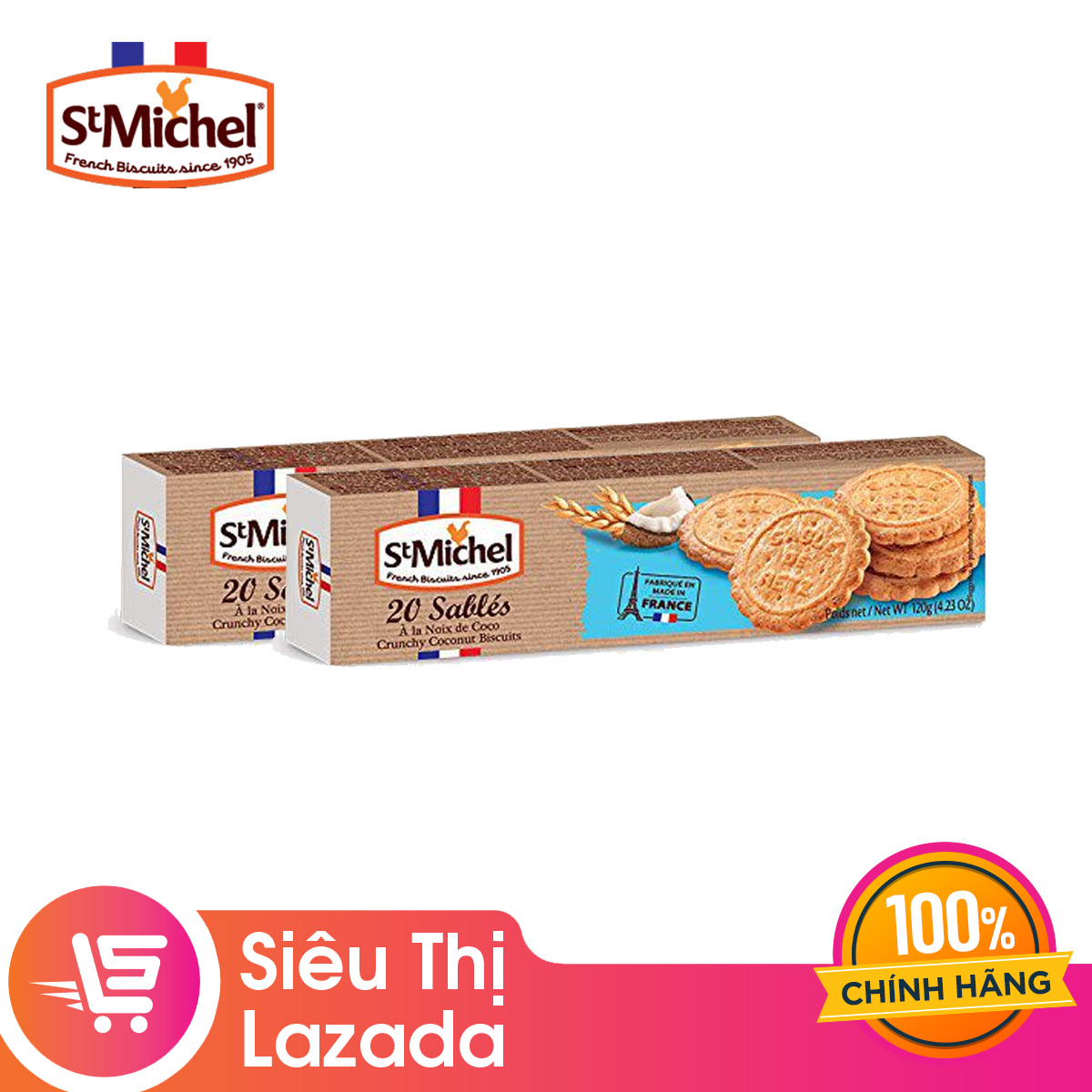 Bánh qui bơ Sablés dừa 120G hiệu St Michel