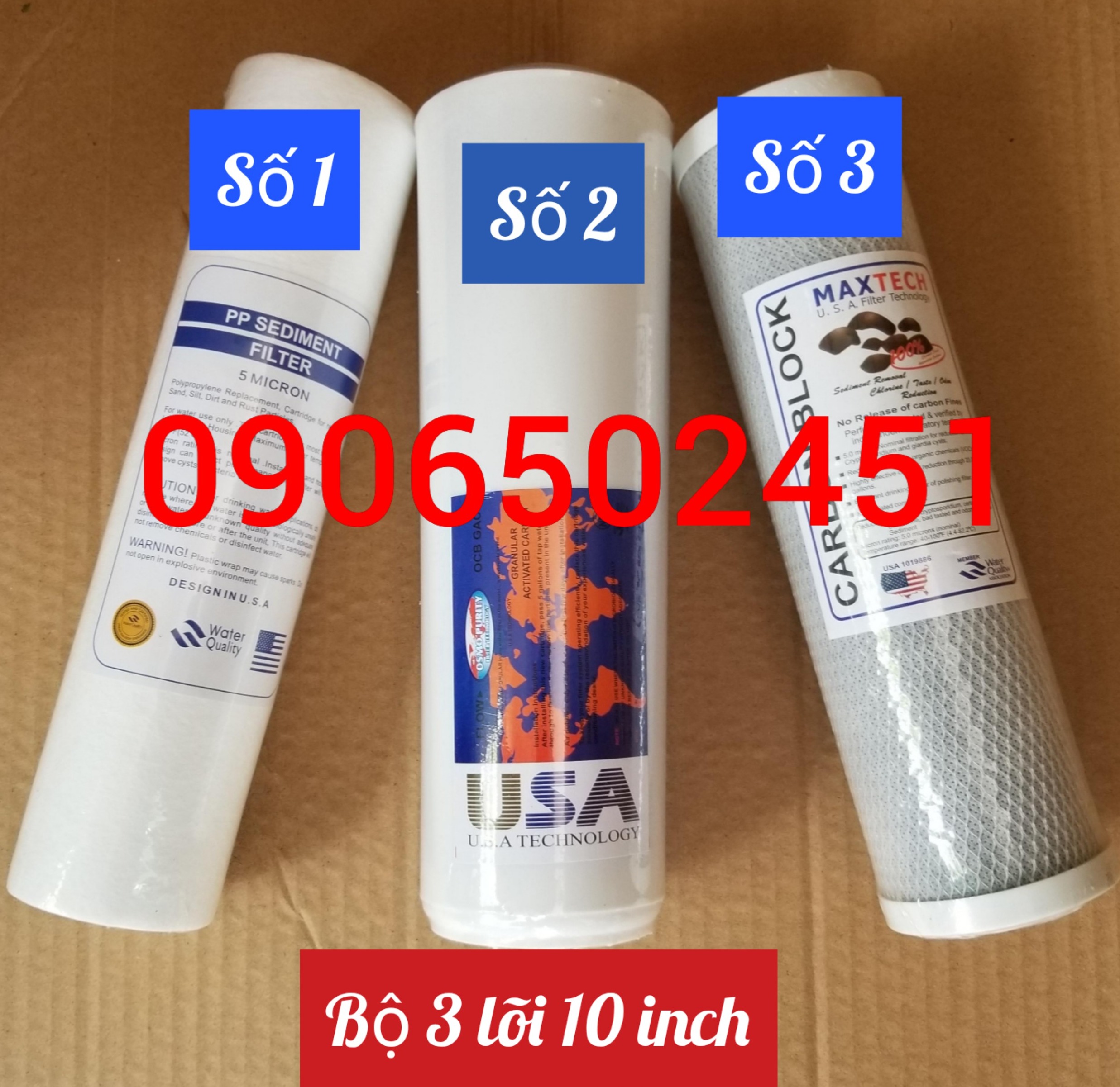 Bộ ba lõi lọc nước 1, 2, 3 dùng cho máy lọc nước RO ĐPT- RO3