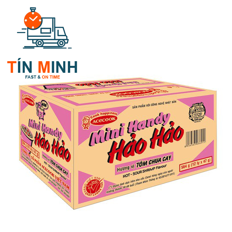 Mì Hảo Hảo Tôm Chua Cay Handy 47g thùng 12 ly