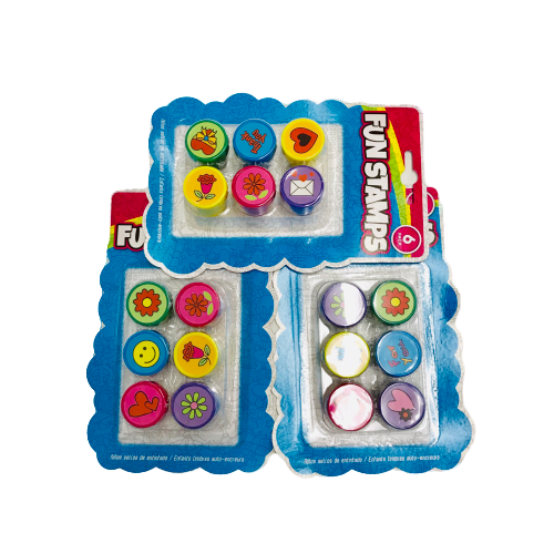 Bộ 6 con dấu cao su cho trẻ UBL SG0291 - màu vàng/ xanh dương/ xanh lá