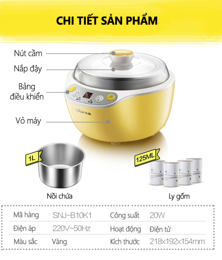 Máy Làm Sữa Chua Bear SNJ-B10K1