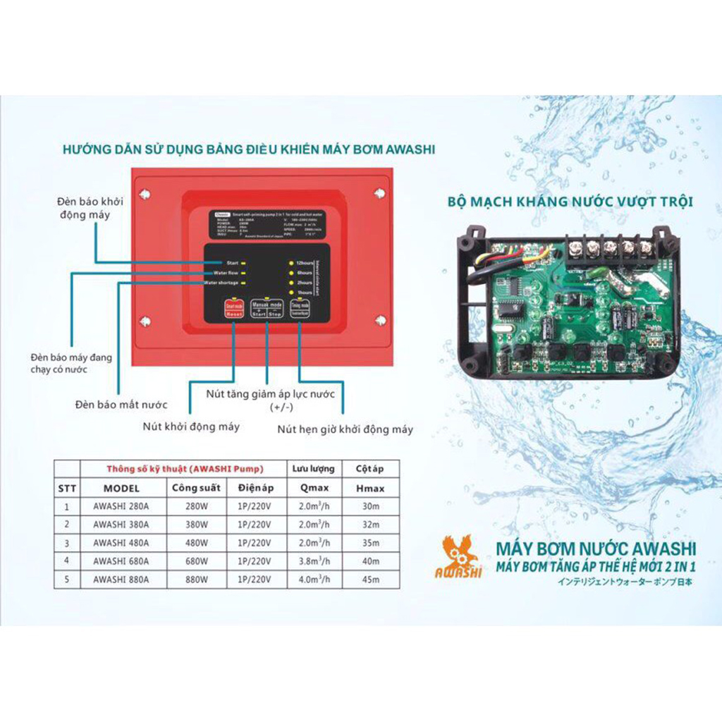 MÁY BƠM NƯỚC TĂNG ÁP AWASHI AS-400A/400W