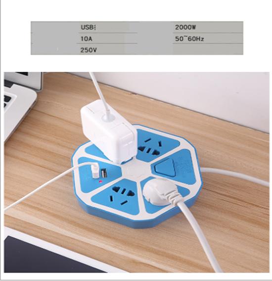 Ổ điện 4 ổ 3 chấu 2 cổng USB