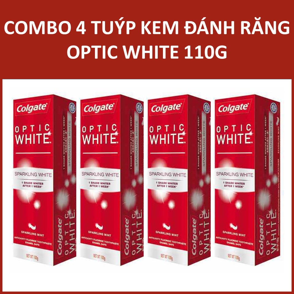 Kem đánh răng Colgate Optic White 110g combo 4 hộp