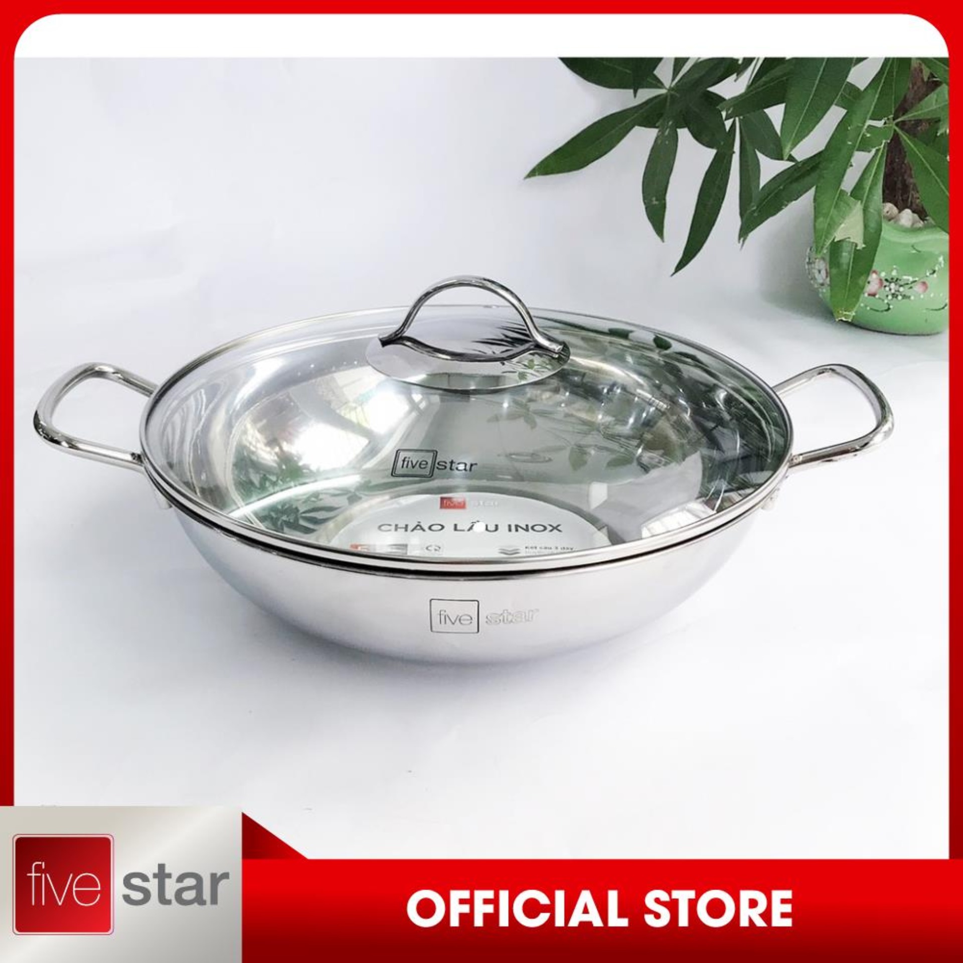 Chảo xào 3 đáy nắp kính Fivestar W32-3DG