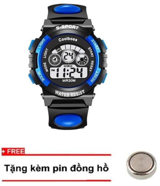 Nơi bán Đồng hồ trẻ em day cao su Coolboss 0118 Xanh + tặng 1 pin