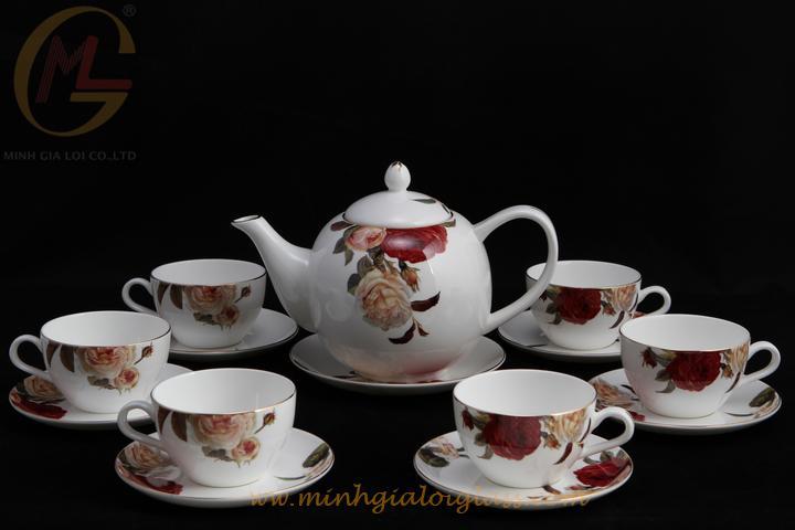 Bộ ấm và tách trà sứ xương Bone Porcelain 145773