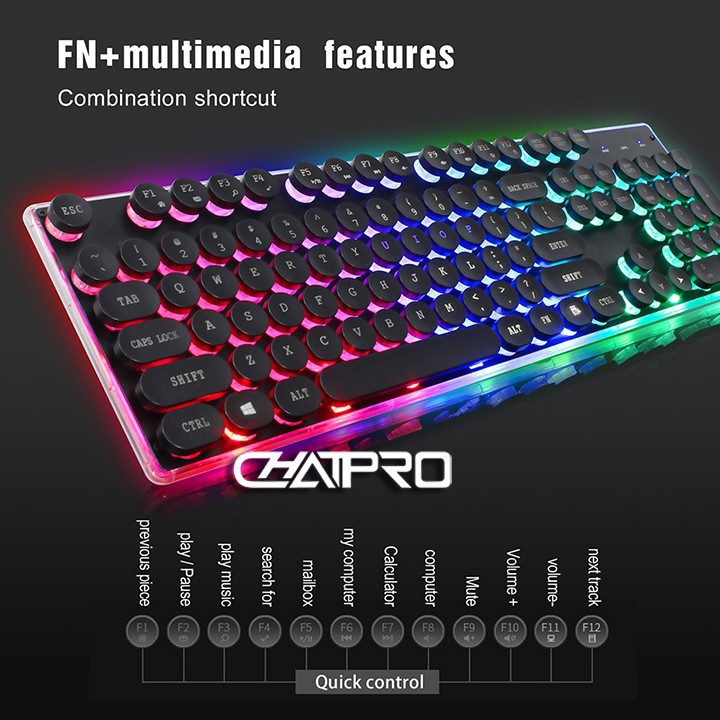 Bàn phím chơi game kiểu dáng retro Zerodate KB202