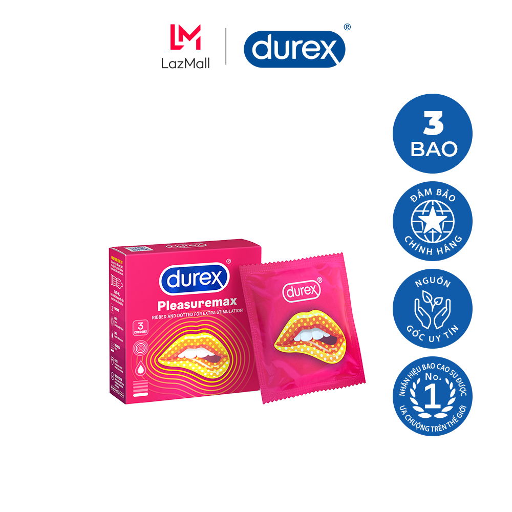 Bao cao su Durex Pleasuremax hộp 3 cái