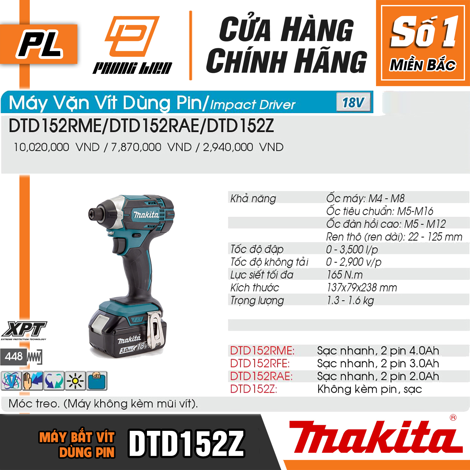 Máy bắt Vít Makita DTD152