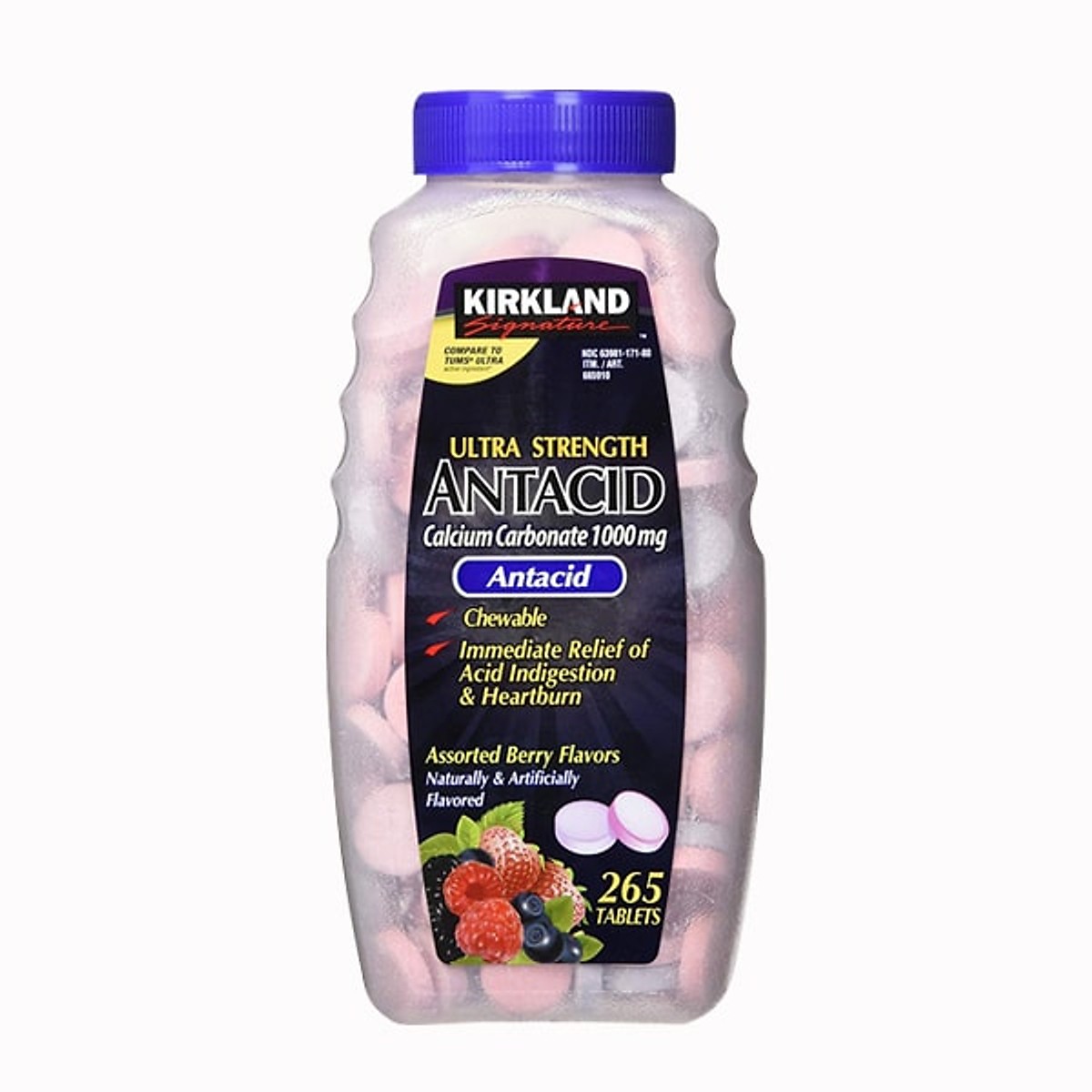 Viên Nhai Hỗ Trợ Dạ Dày Kirkland Ultra Strength Antacid Calcium 1000mg 265 viên