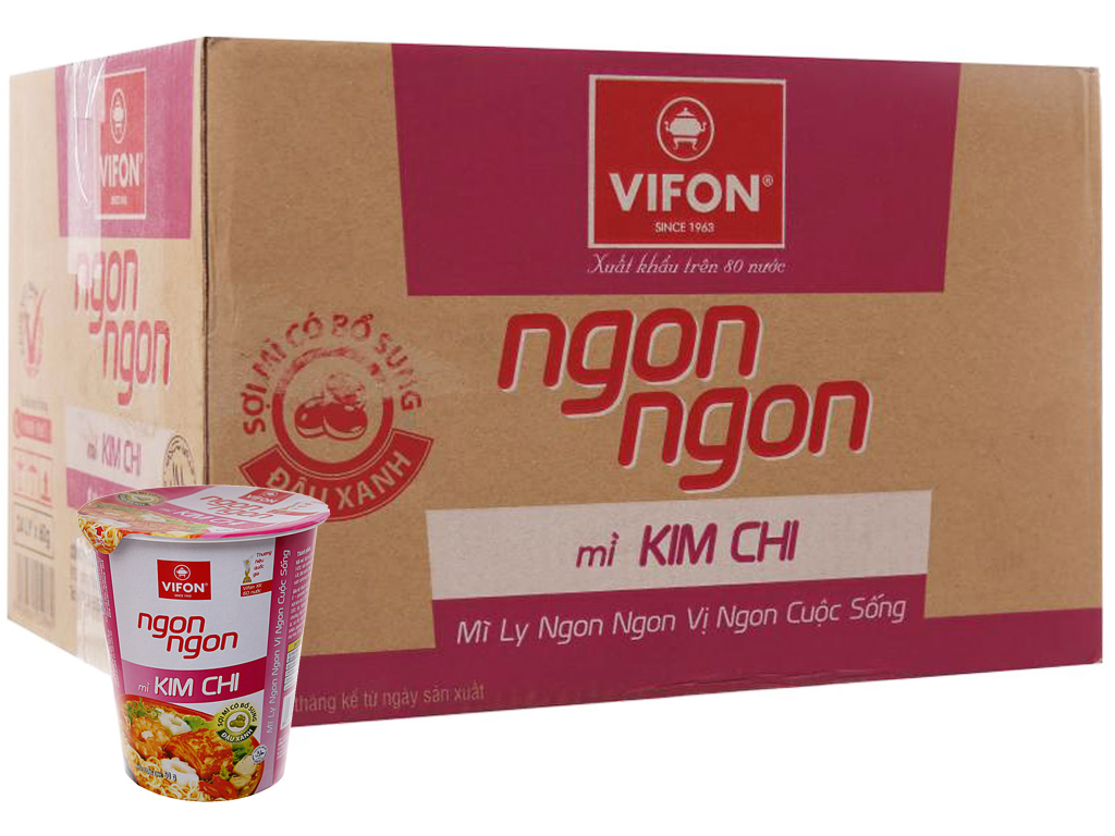 Mì Ngon Ngon Hương Vị Kim Chi 60g thùng 24 ly