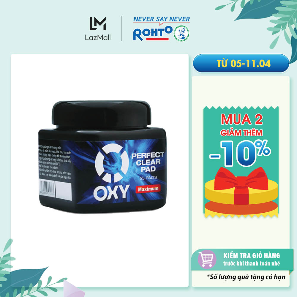Miếng Làm Sạch Da Ngăn Ngừa Mụn Cho Nam OXY Perfect Clear Pad (Hộp 55 Miếng)