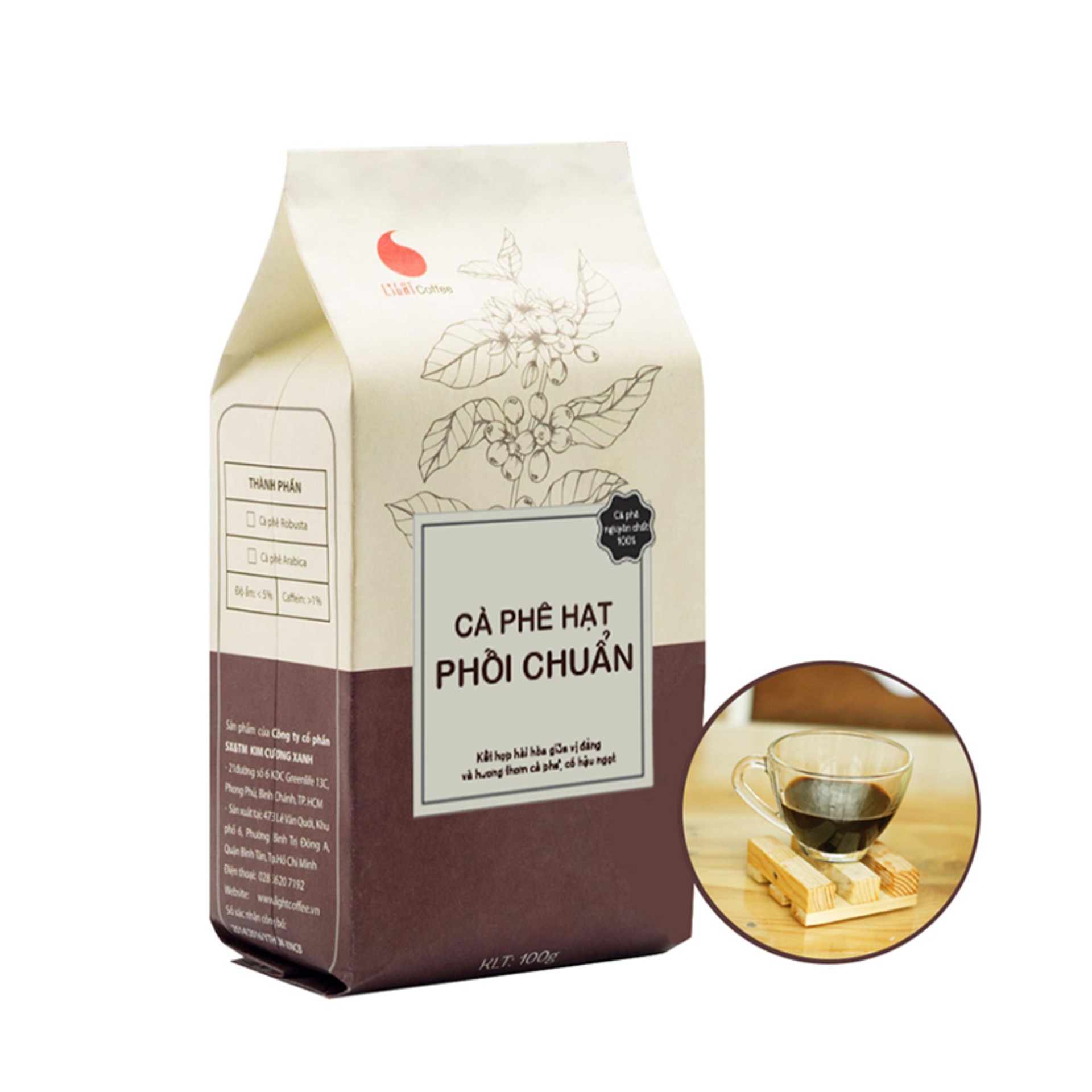 Cà phê hạt phối chuẩn Light Coffee 100g