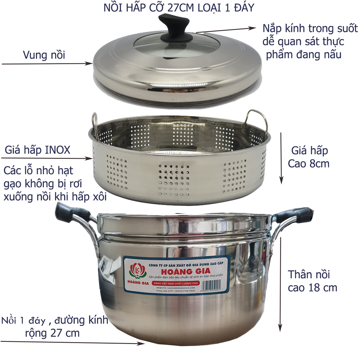 Nồi hấp Hoàng Gia 27cm