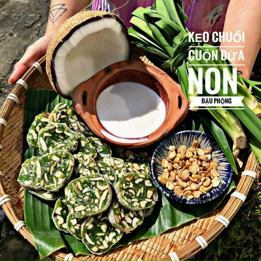 Kẹo Chuối Cuộn Đậu Phộng 500G