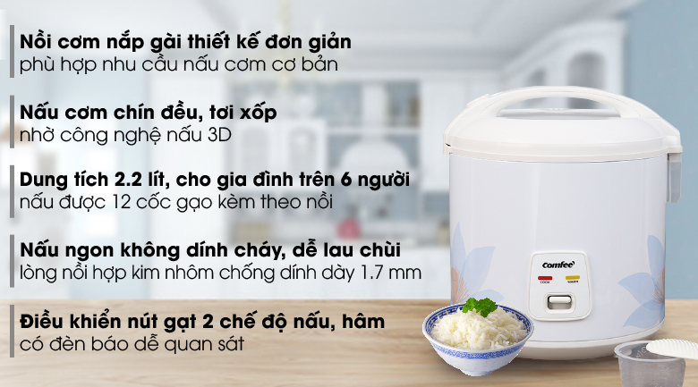 Nồi cơm điện Comfee CR-CM2220(C) 2.2L