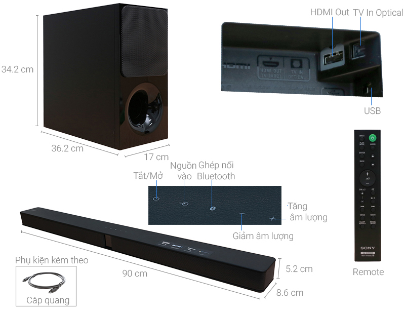 Dàn âm thanh Sony HT-CT290 BM 2.1