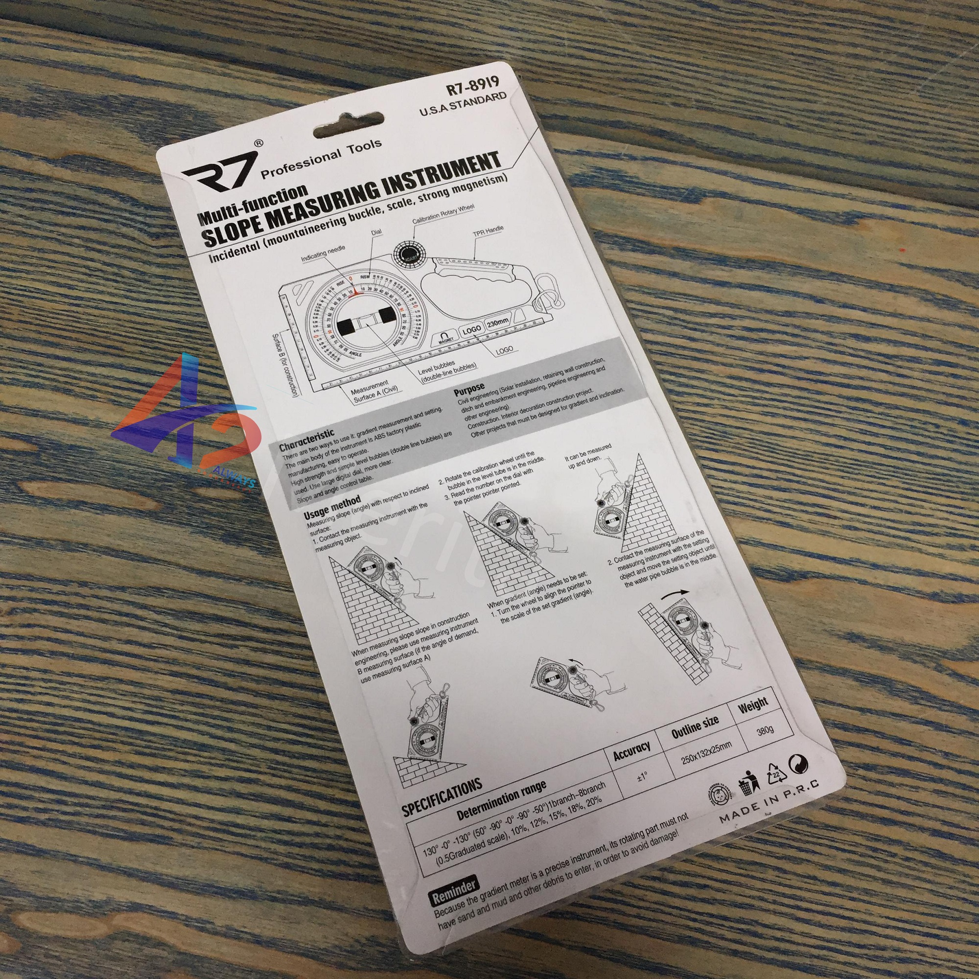 THƯỚC THỦY ĐO GÓC NGHIÊNG R7 8919