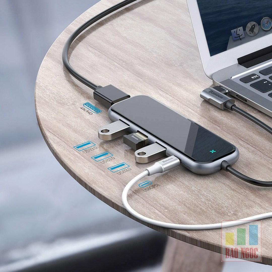 BỘ HUB CHUYỂN ĐỔI TYPE C 5 IN 1 BASEUS CAHUB-BZ0G