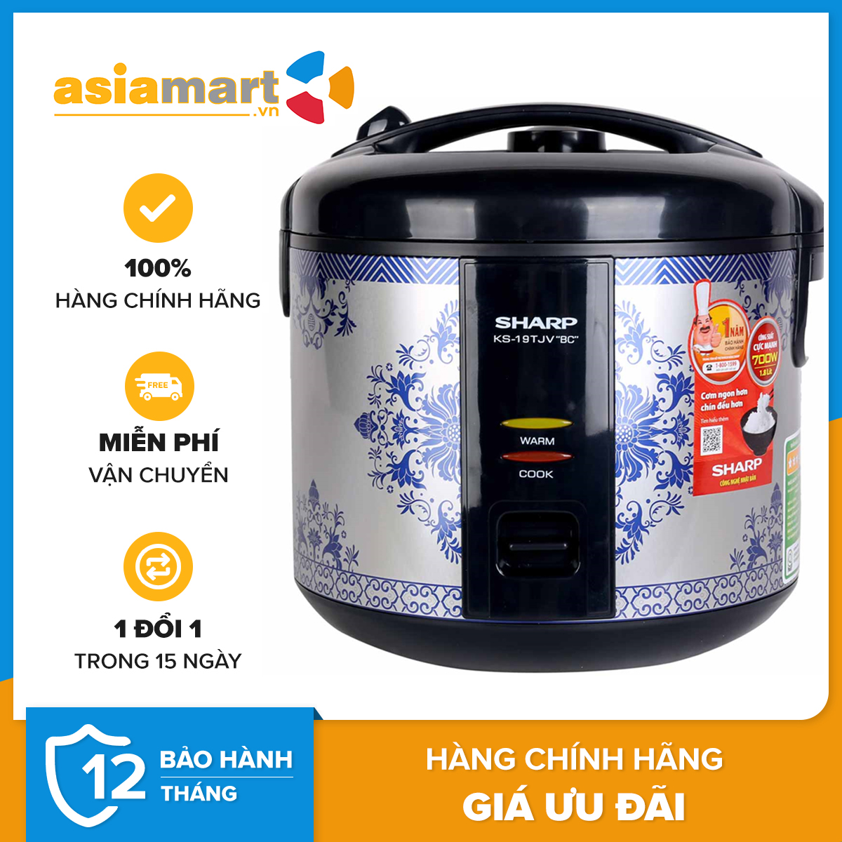 Nồi Cơm Điện Sharp KS-19TJV 1.8L